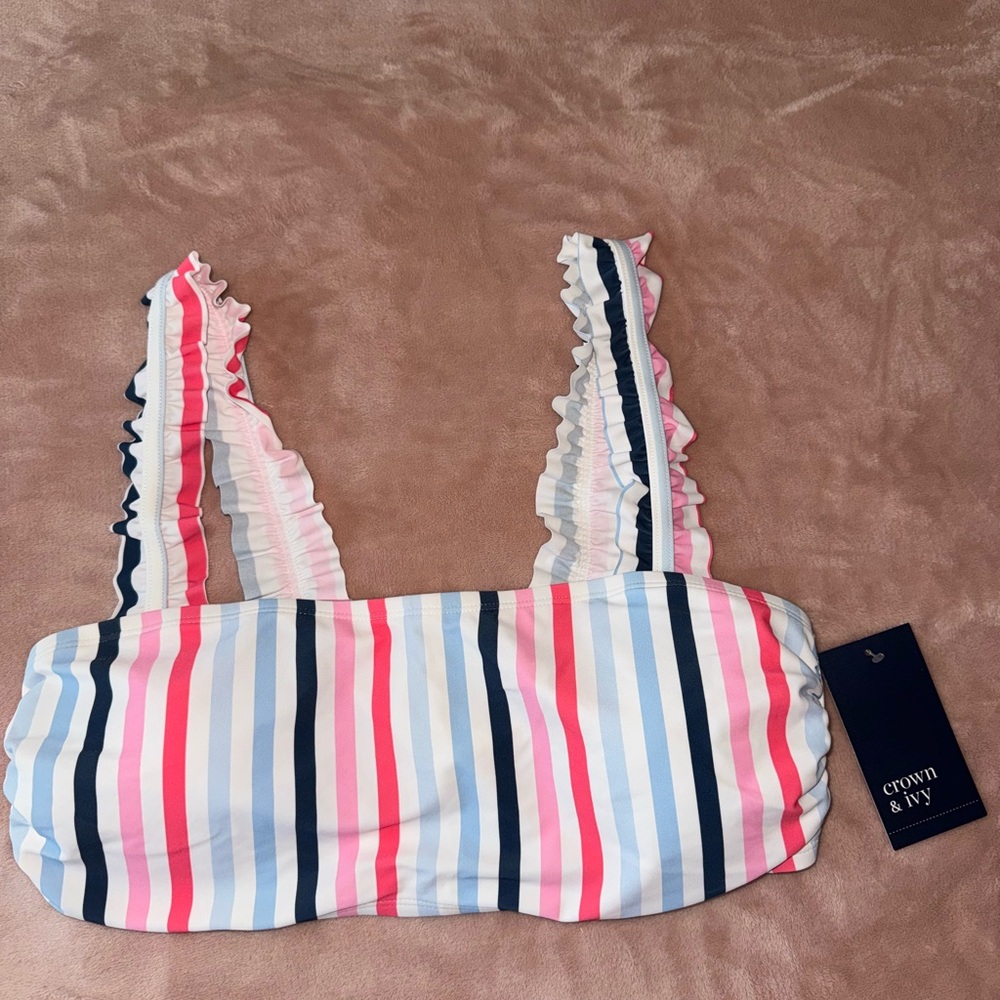 Crown & Ivy Multicolor Striped Bikini Top